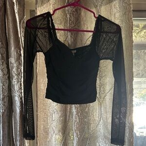 Rue21 Black Lace Long Sleeve Top